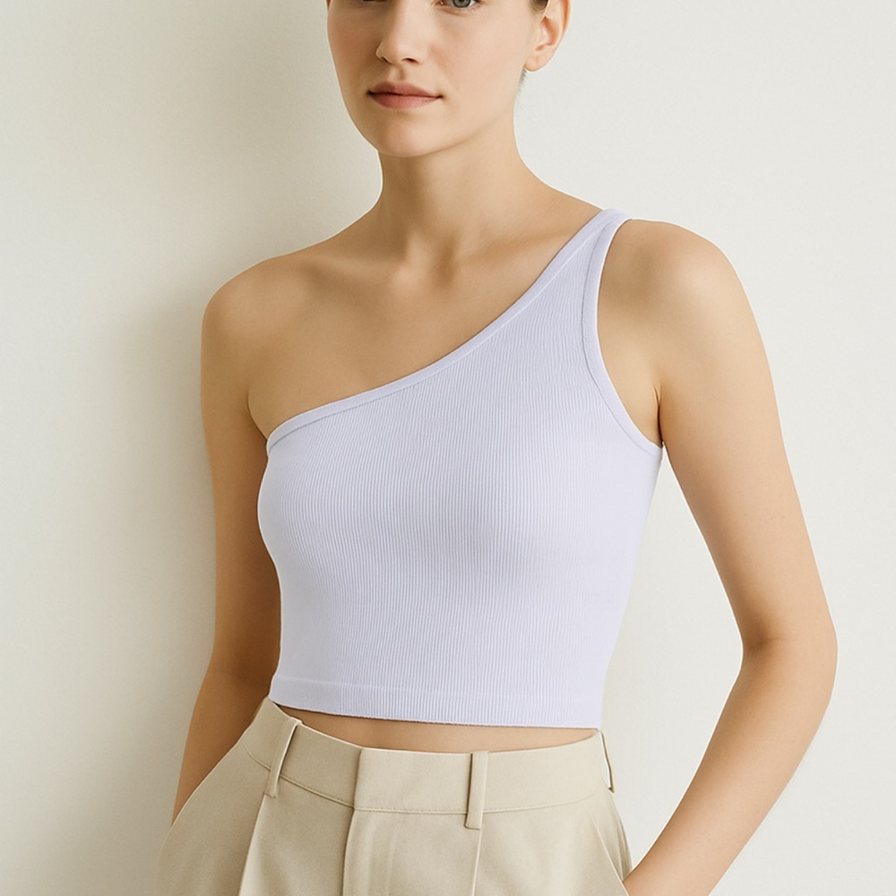 Pink Victoria’s Secret One-Shoulder Sweet Lila Ribbed Top size Small